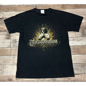 Throwdown Shirt Adult Small Black Hardcore Heavy Metal Band Tee Music Angel Pray